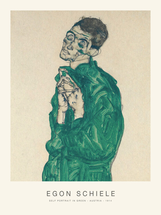 Poster Self Portrait in Green (Vintage Male Portrait) - Egon