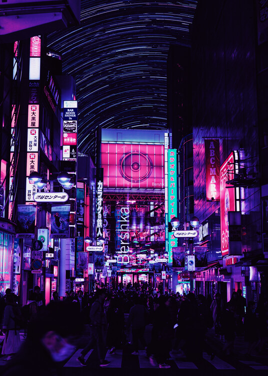 Poster Neon Night City In Japan