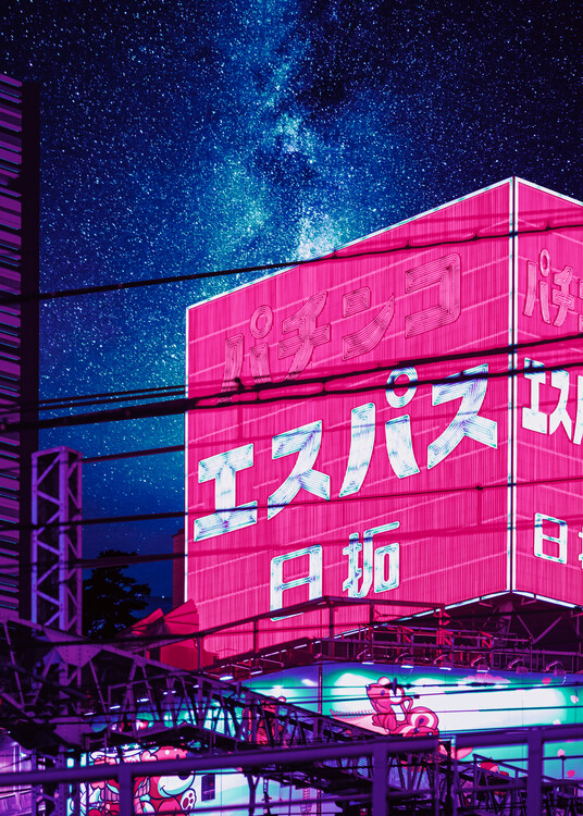 Poster Neon Night City In Japan