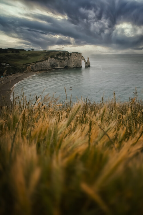 Canvas Print Cloudy Etretat