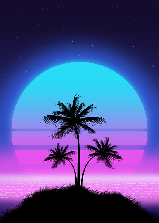 Poster Palm Sunset 80s