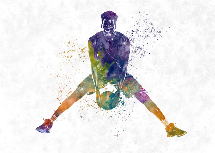 Canvas Print Basketball player in watercolor