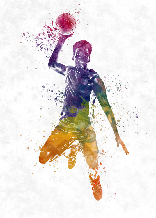 Poster Basketball player in watercolor