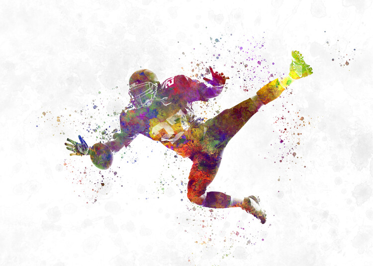 Juliste American football player in watercolor
