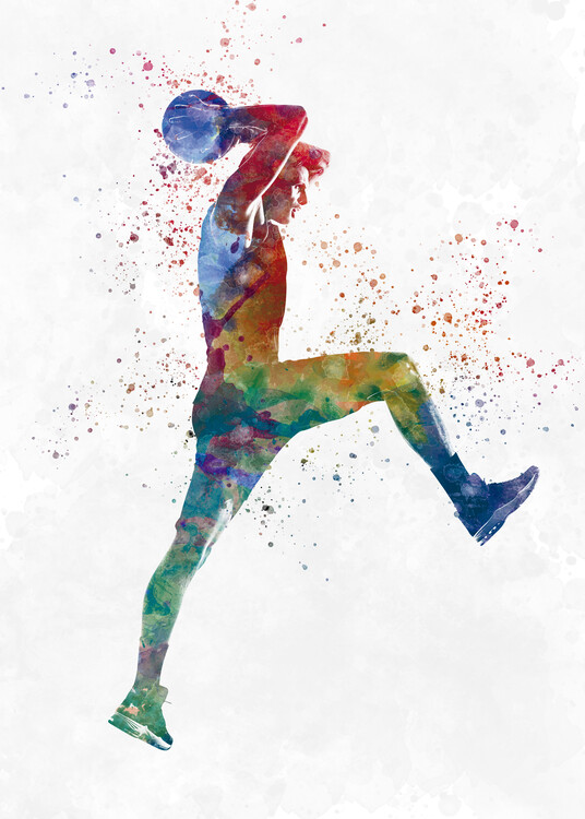 Canvas Print Basketball player in watercolor