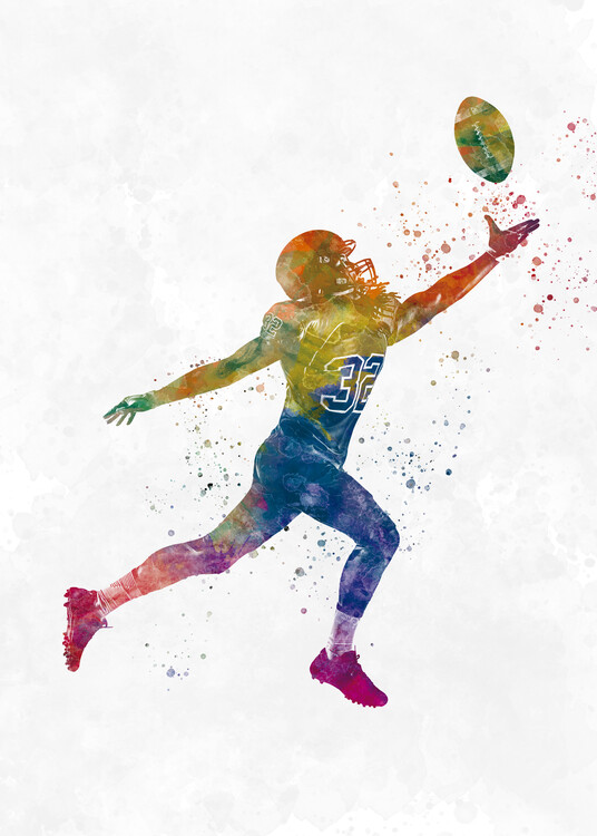 Juliste American football player in watercolor