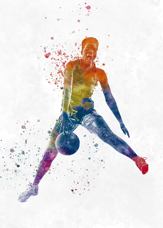 Poster Basketball player in watercolor