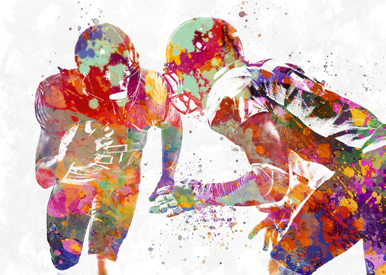 Juliste American football player in watercolor