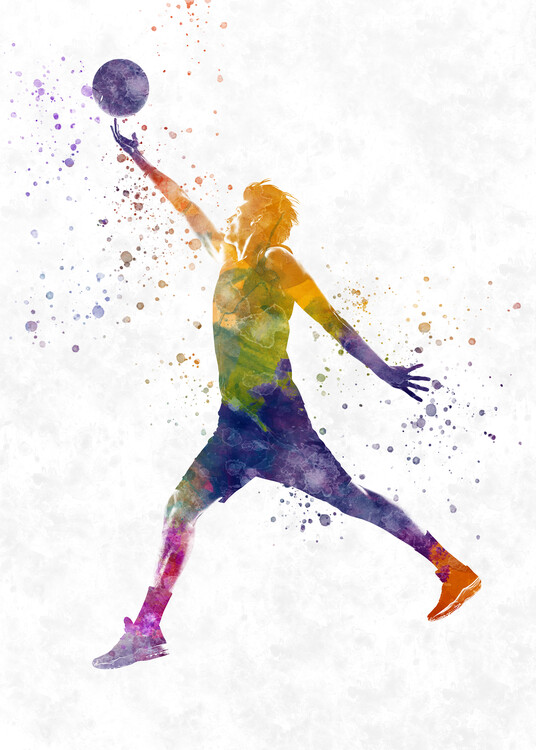 Canvas Print Basketball player in watercolor
