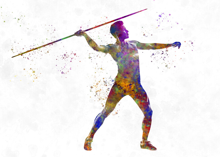 Juliste Watercolor javelin throw