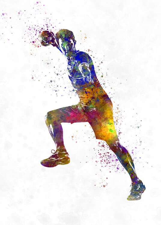 Juliste Handball player in watercolor