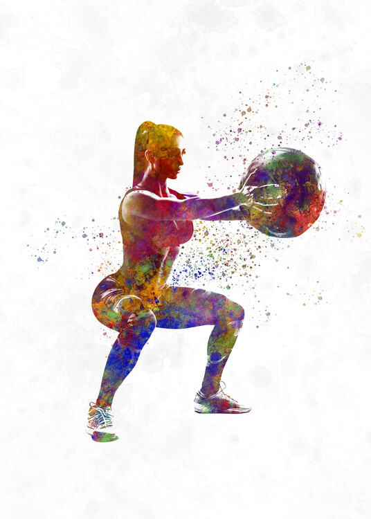 Poster Fitness exercise in watercolor