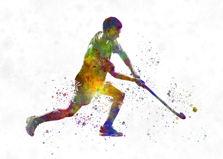 Canvas Print Watercolor hockey player