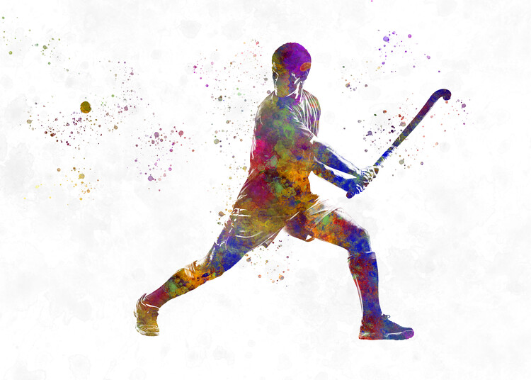 Poster Watercolor hockey player