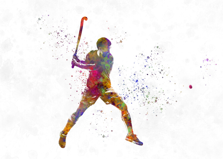 Canvas Print Watercolor hockey player