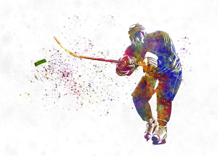 Poster Watercolor ice hockey player