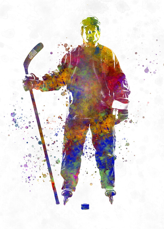 Canvas Print Watercolor ice hockey player