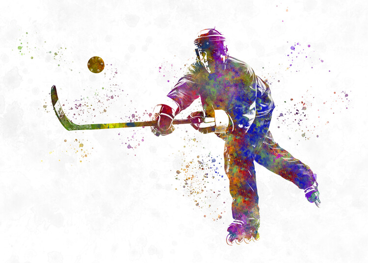 Poster Watercolor ice hockey player