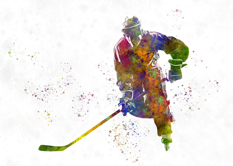 Poster Watercolor ice hockey player