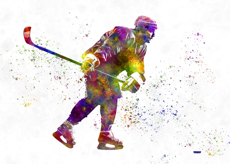 Canvas Print Watercolor ice hockey player