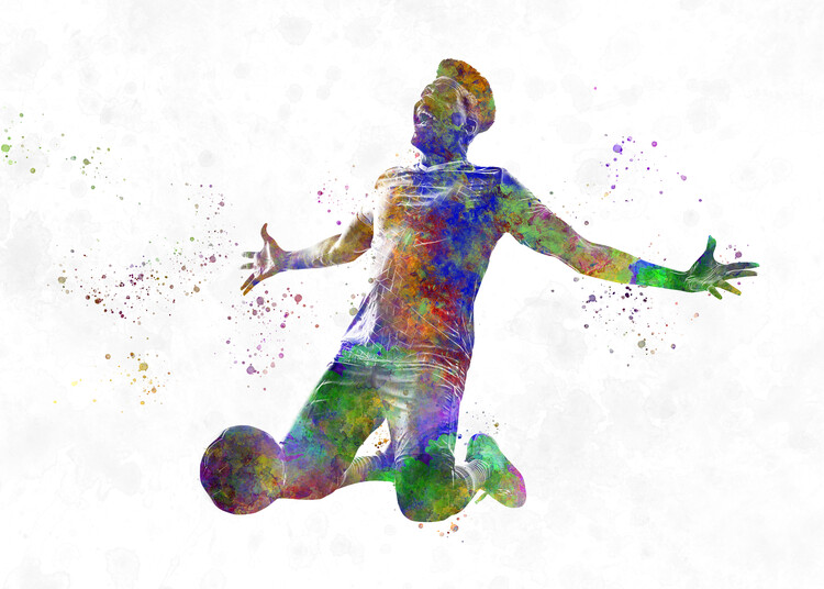 Poster Soccer player in watercolor