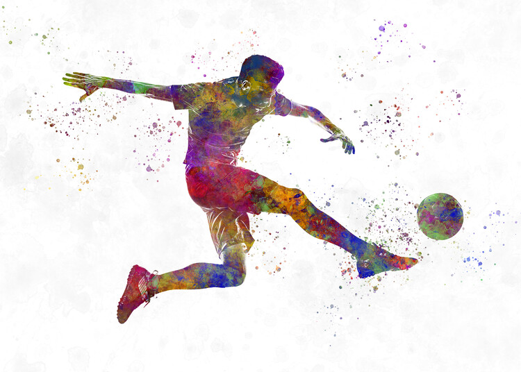 Bild auf Leinwand Soccer player in watercolor