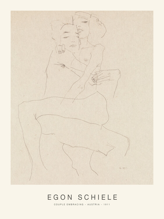 Poster Couple Embracing (Special Edition Erotic Sketch) - Egon Schiele
