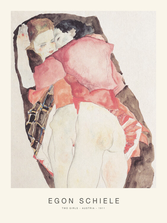 Canvas Print Two Girls / Lesbian Couple (Special Edition Female Nude) - Egon Schiele