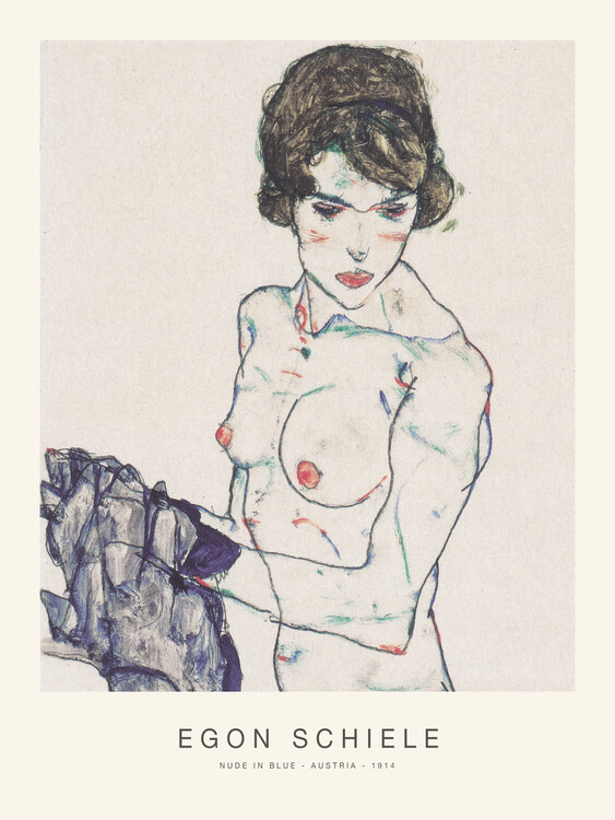 Canvas Print Nude in Blue (Special Edition Female Nude) - Egon Schiele