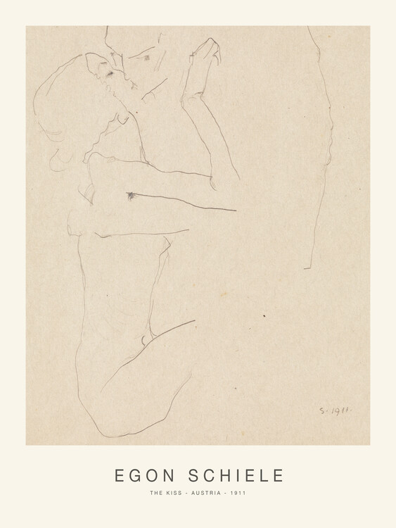 Canvas Print The Kiss (Special Edition Erotic Sketch) - Egon Schiele