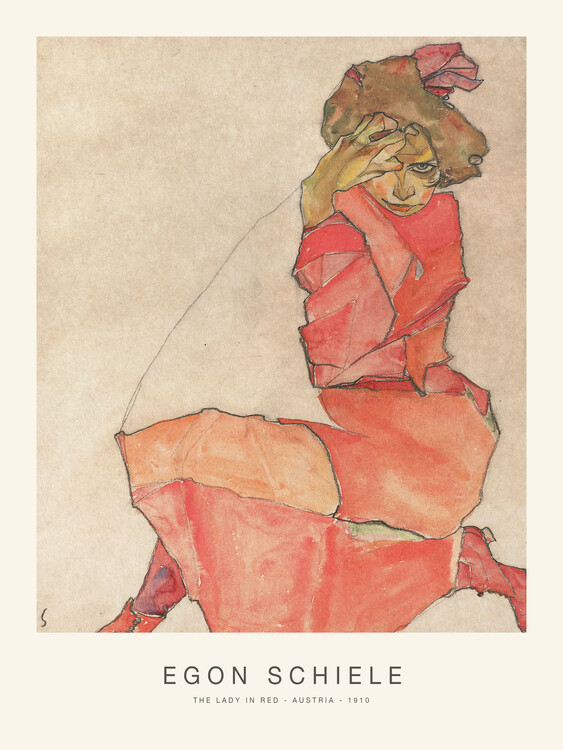 Canvas Print The Lady in Red (Special Edition Female Portrait) - Egon Schiele