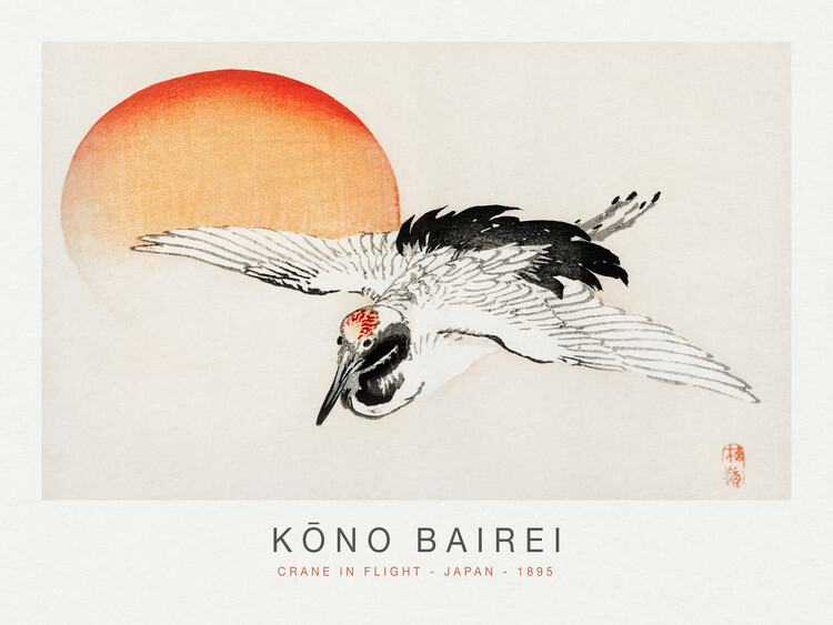 Plakát Crane in Flight (Special Edition Japandi) - Kōno Bairei