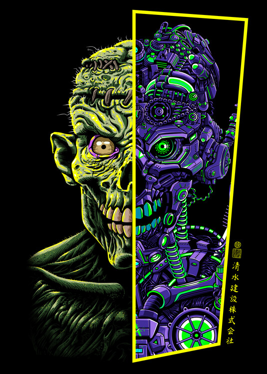 Poster Zombie vs Robot