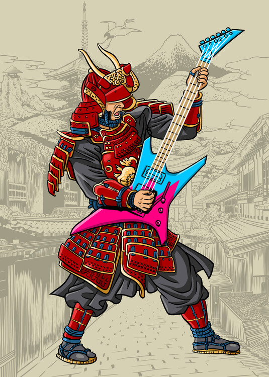 Плакат Samurai rock & roll guitarist