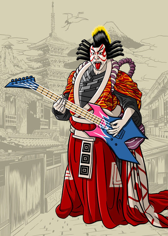 Плакат Kabuki rock & roll guitarist