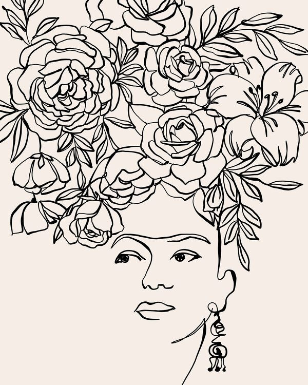 Poster Line Drawing Floral Frida