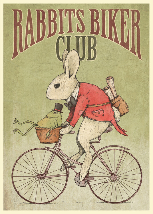 Canvas Print Rabbits Biker Club