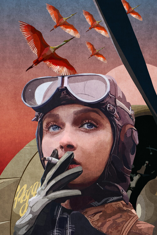 Poster Emel Tunaboylu - Vintage female Pilot