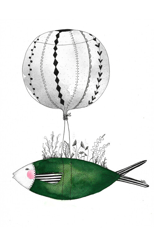Plakát Bianca Peters - Fish and Balloon