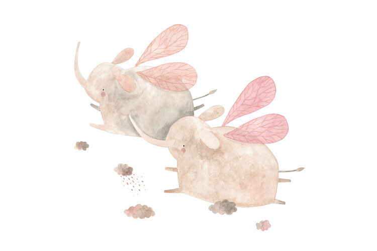 Plakát Claudia Voglhuber - Flying Elephants