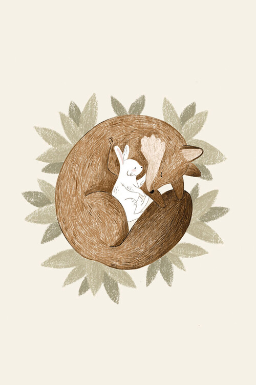 Canvas Print Anna Lunak - Fox and Rabbit