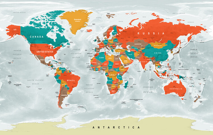 Plakát Barevná politická mapa světa