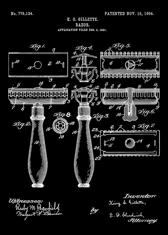 Poster 1901 Vintage Razor Patent Art