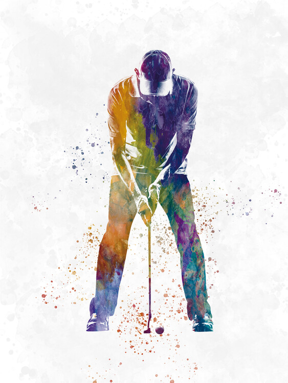 Schilderij op canvas Golf player in watercolor