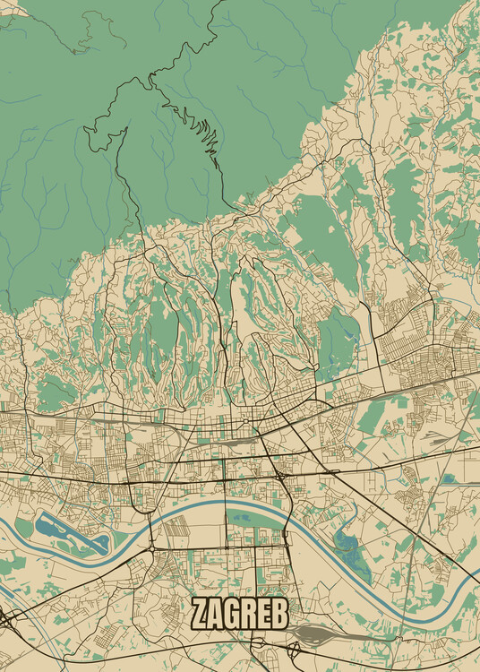 Poster City map of Zagreb, Croatia
