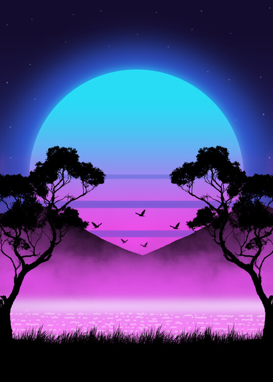 Poster 80s Plam Retrowave