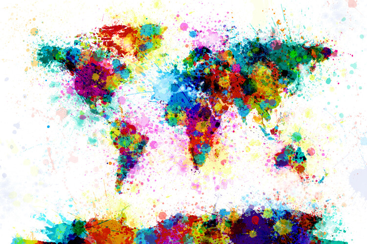 Canvas Print Paint Splashes World Map