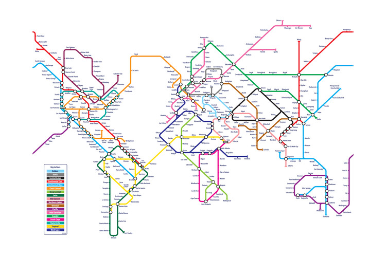 Canvas Print World Metro Map