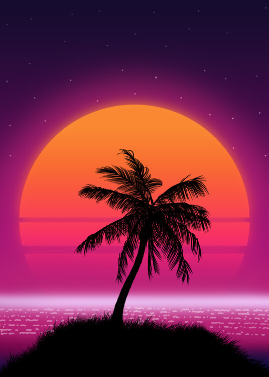 Poster Palm Sunset 80s