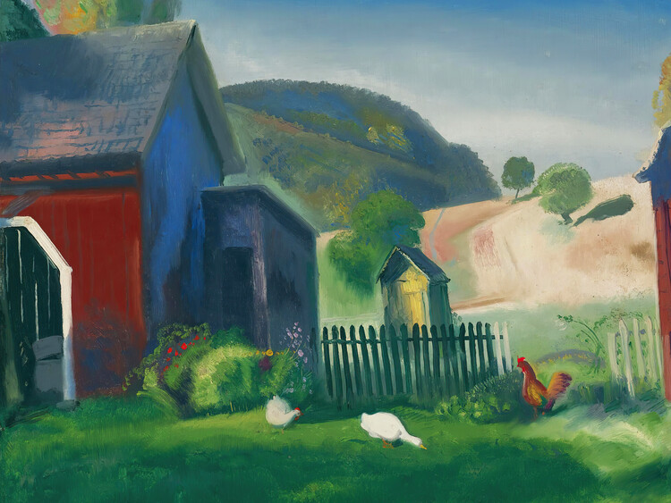 Canvas Print The Barnyard Birds (Duck & Chickens on the farm) - George Wesley Bellows